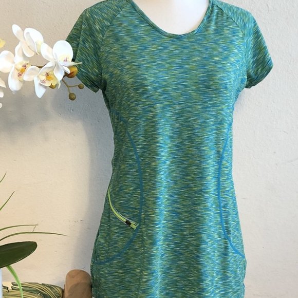 Athleta Tops - Athleta Green Pop Space Dye eTee Shirt Sz S